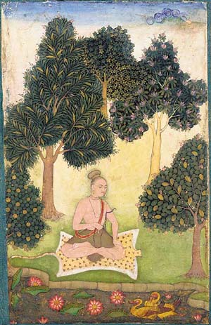 A Yogi seated in a garden